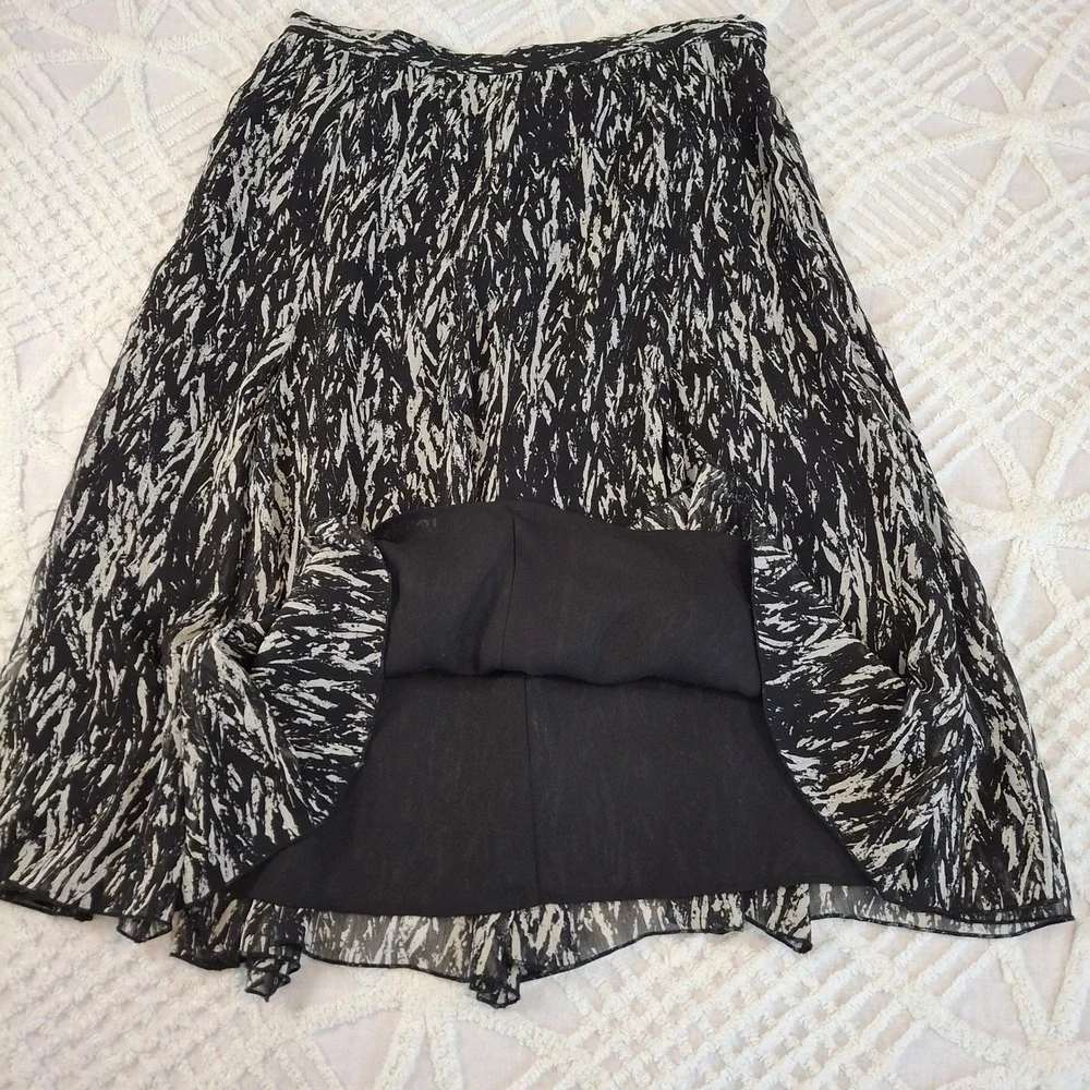 Coldwater Creek Womens Medium Black White Abstract Print Chiffon Midi Skirt - Picture 4 of 7